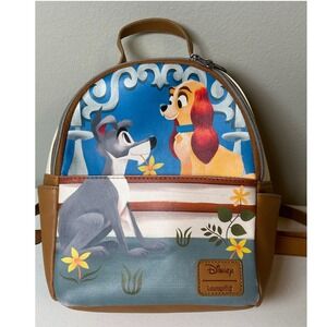 Disney Loungefly Mini Backpack Purse Lady and the Tramp Bella Notte Scene